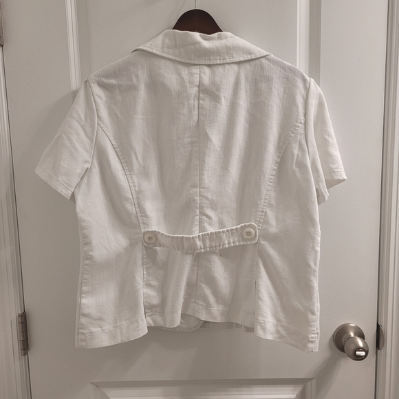 Darvina Cute White Shapely Feminine Cottage Picket Fence Jean Jacket Size Large - Picture 5 of 11